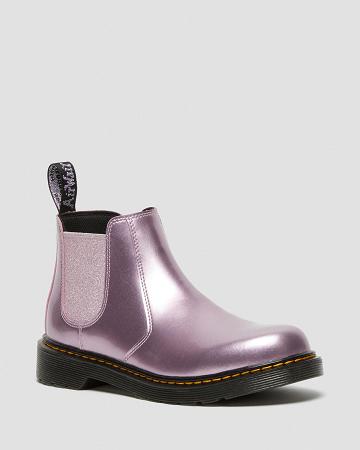 Dětské Chelsea Boty Dr Martens Youth 2976 Metallic Růžové | CZ 151KOR